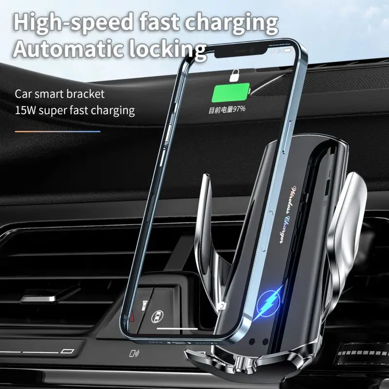15w wireless car charger automatic clamping fast charging phone holder mount car for iphone 11 huawei samsung smart phones free global shipping