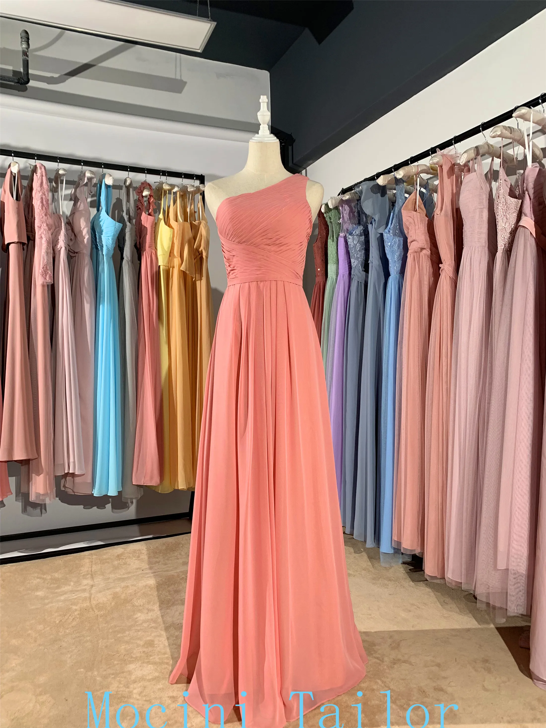 Пастельный Коралловый шифон длинное платье подружки невесты 2021 различные