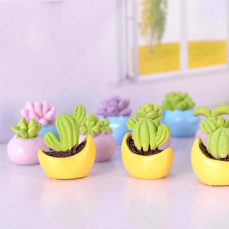 Миниатюрный цветной кактус бонсай цветок пустыня Вишневое растение инжир модель
