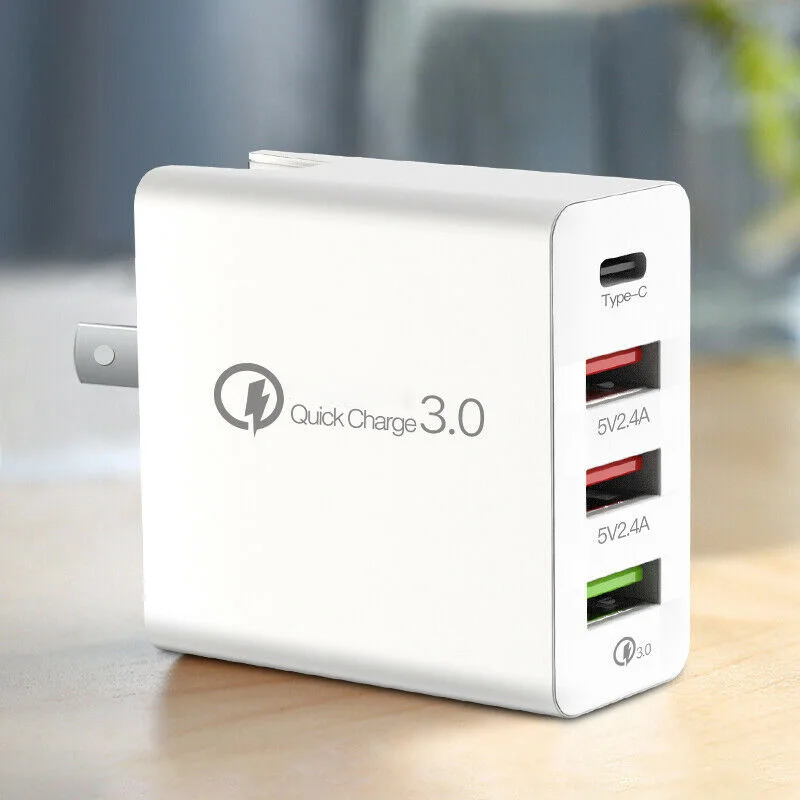 

Сетевое зарядное устройство с 4 USB-портами и поддержкой быстрой зарядки, 36 Вт