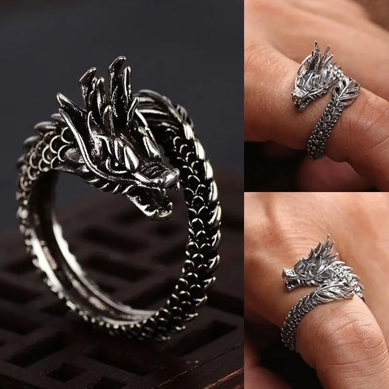 

SECRET BOYS Adjustable Dragon Ring Men Women Jewelry Opening Rings