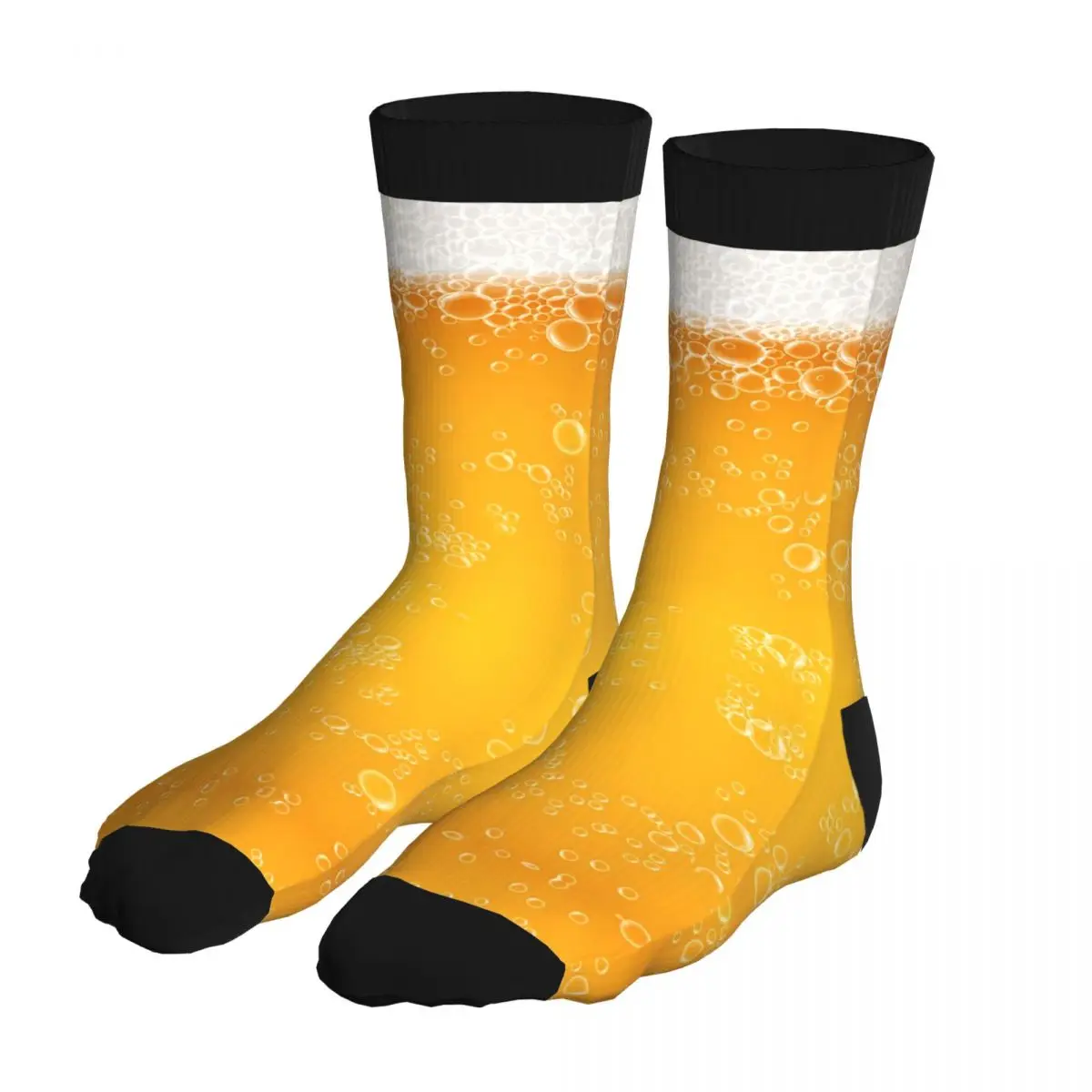 

Men Beer Brew Drink Socks 5% Spandex Tops Leisure Crew Alcohol Bubbles Middle Tube Socks Unique Men's Socks