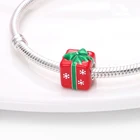 Серебристые шармы plata в рождественской подарочной коробке, шармы, бусины подходят для оригинального браслета, ожерелья, женские изящные ювелирные изделия сделай сам