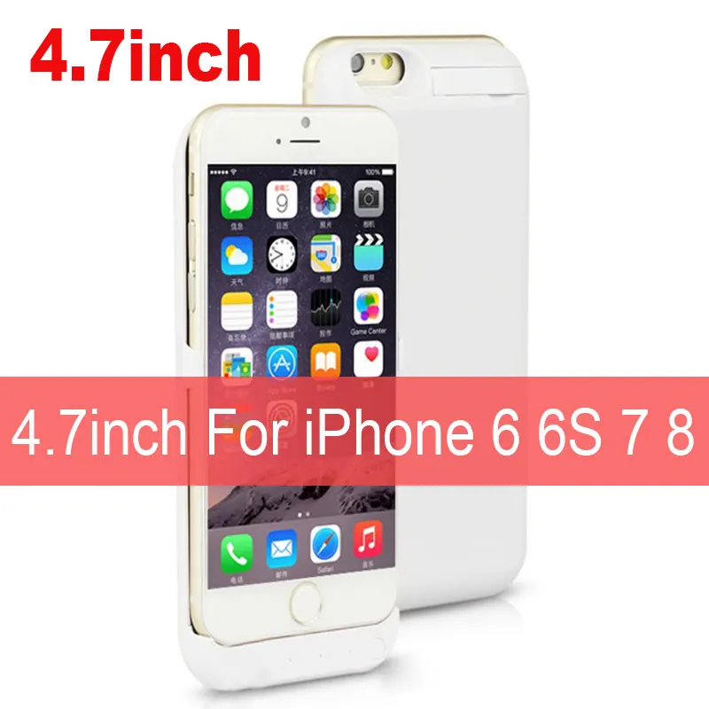 White 4.7INCH 10000 мАч чехол для внешнего зарядного устройства для iPhone 6 6s 7 8 Plus с держателем для телефона для iPhone 6 6s 7 8 чехол для аккумулятора телефона - Цвет: White 4.7INCH
