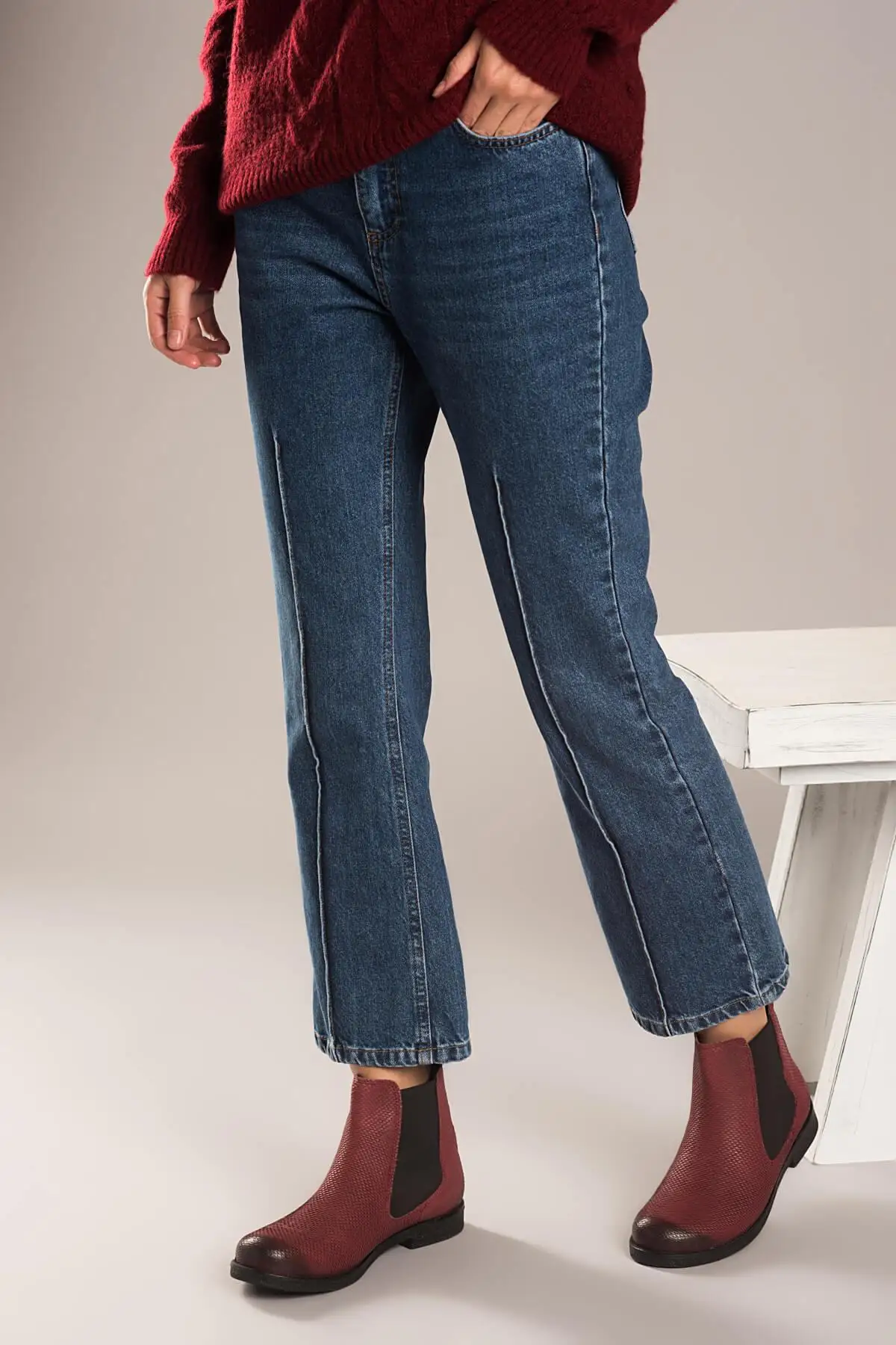 Женские ботинки из натуральной кожи с жемчугом Цвет Бордовый коллекция 120130000564