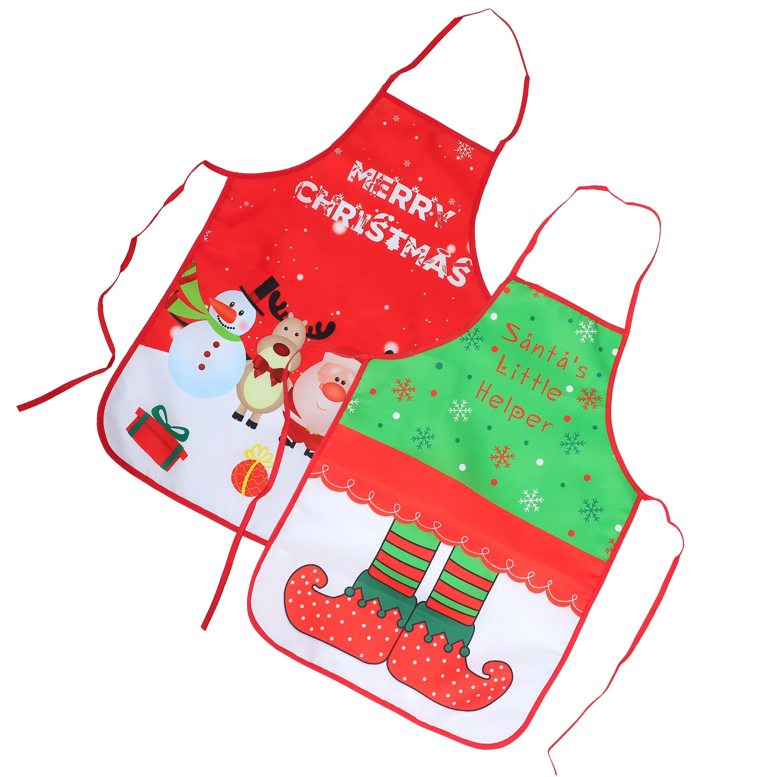 

2Pcs Christmas Cooking Aprons Adjustable Christmas Dressing Costumes (Assorted Color)