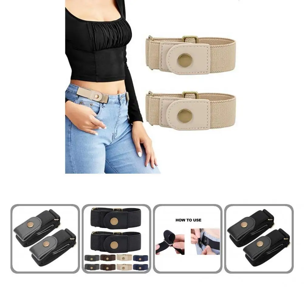 

2Pcs/Set Belt Popular No Buckle Stretch Elastic Waist Belt Multipurpose Stretchable Waist Belt