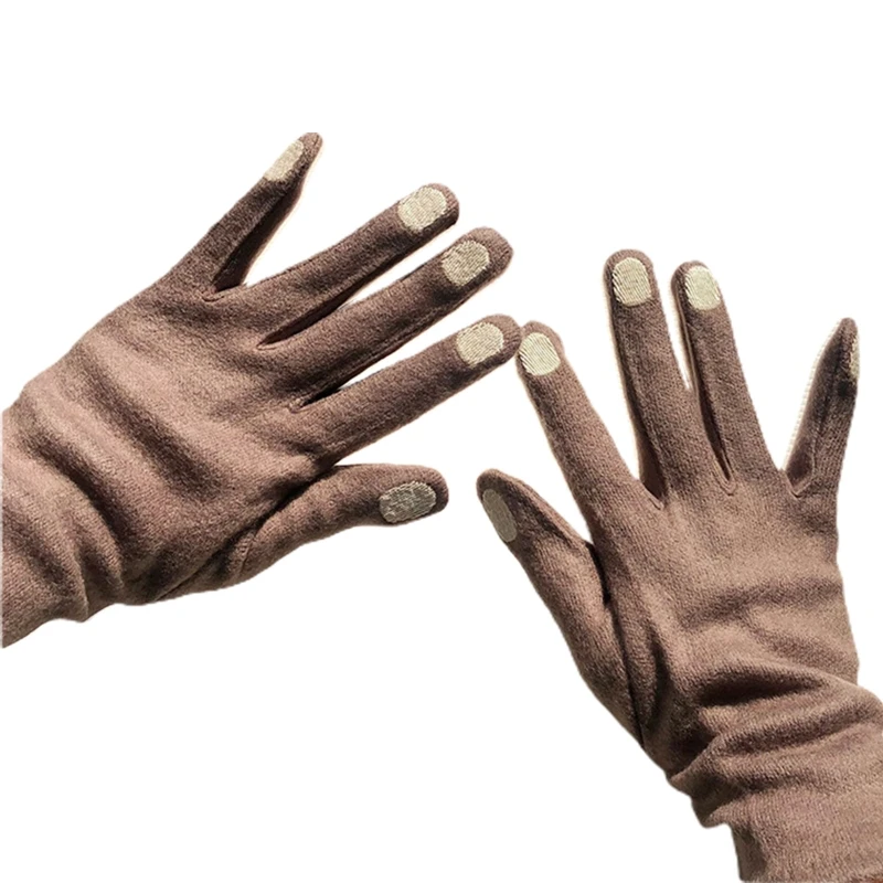

Women Funny Nail Pattern Embroidery Gloves Winter Warm Faux Wool Cycling Mittens X7JB