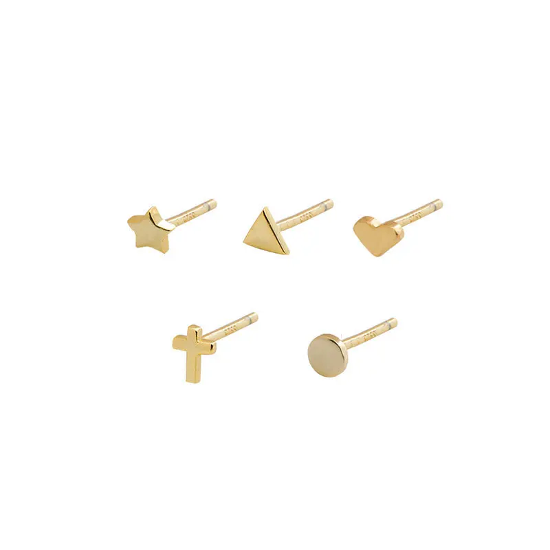 Женские серьги-гвоздики из серебра 100% пробы с сердечками и звездами | Украшения