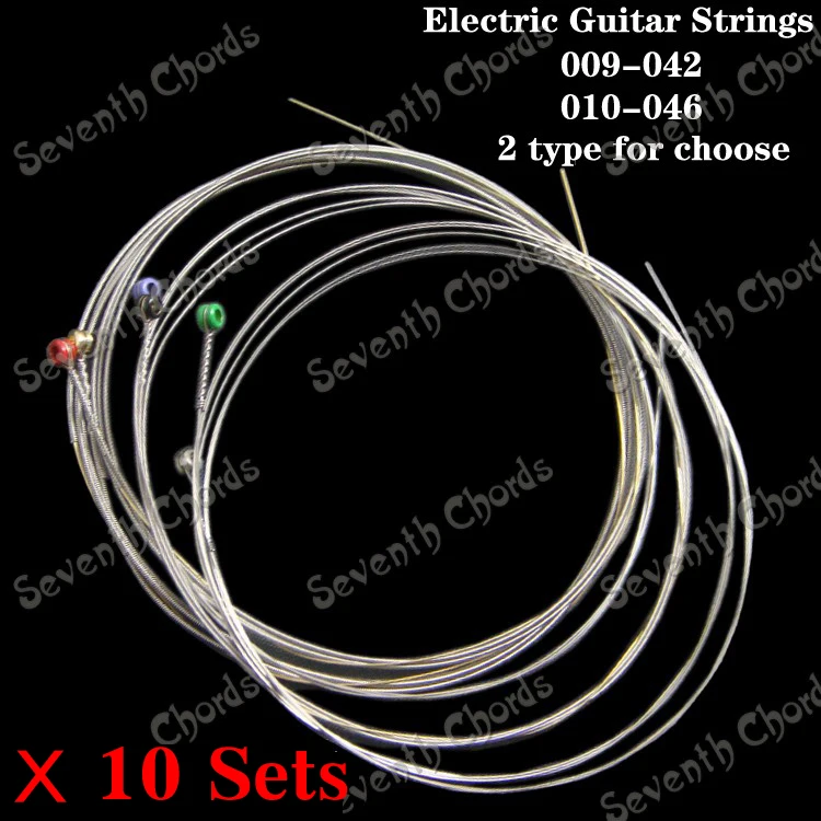 

10 Set Electric Guitar Strings set 1st-6th Steel Strings Nickel Alloy Wound with Colourful Ball-End (009-042 & 010-046)