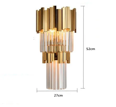 H52cm 2 light Роскошный позолоченный металлический блеск K9 хрустальные светодиодные подвесные светильники E14 люминесцентные светильники для столовой прямая подвеска осветительные приборы - Цвет корпуса: H52cm 2 light