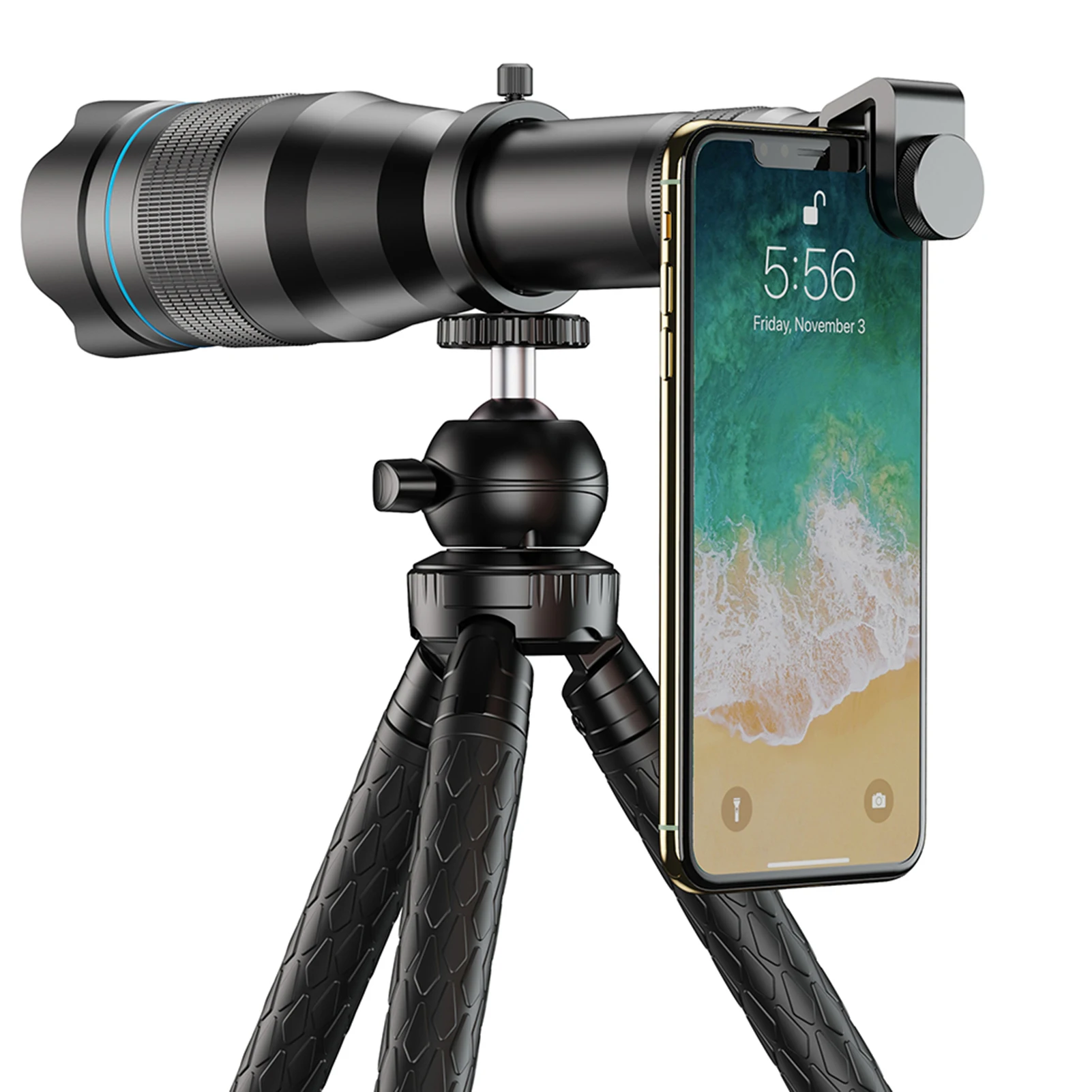 

HD 60X Monocular Phone Camera Lens Telescope Lens Super Telephoto Monocular Telescope with Phone Clip Tripod and Storage Bag