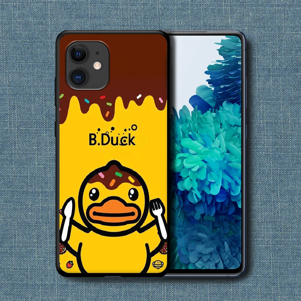 

Cartoon Cute Yellow B DUCK Phone Case For iPhone 4 4s 5 5S SE 5C 6 6S 7 8 Plus X XS XR 11 12 Mini Pro Max 2020 black Back