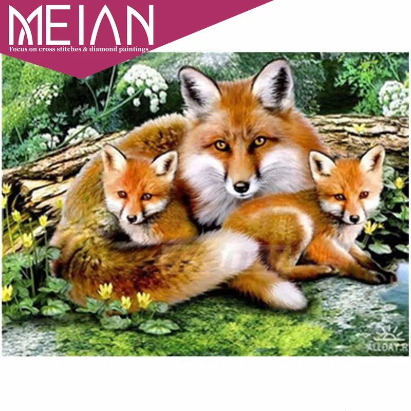 2020 алмазная живопись Meian Fox вышивка крестиком домашний декор с животными картина