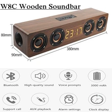 Bluetooth Speaker 4 Speakers TV Soundbar Woofer Sound Column Subwoofer With LED Clock Display FM Radio Acoustic System Boom Box