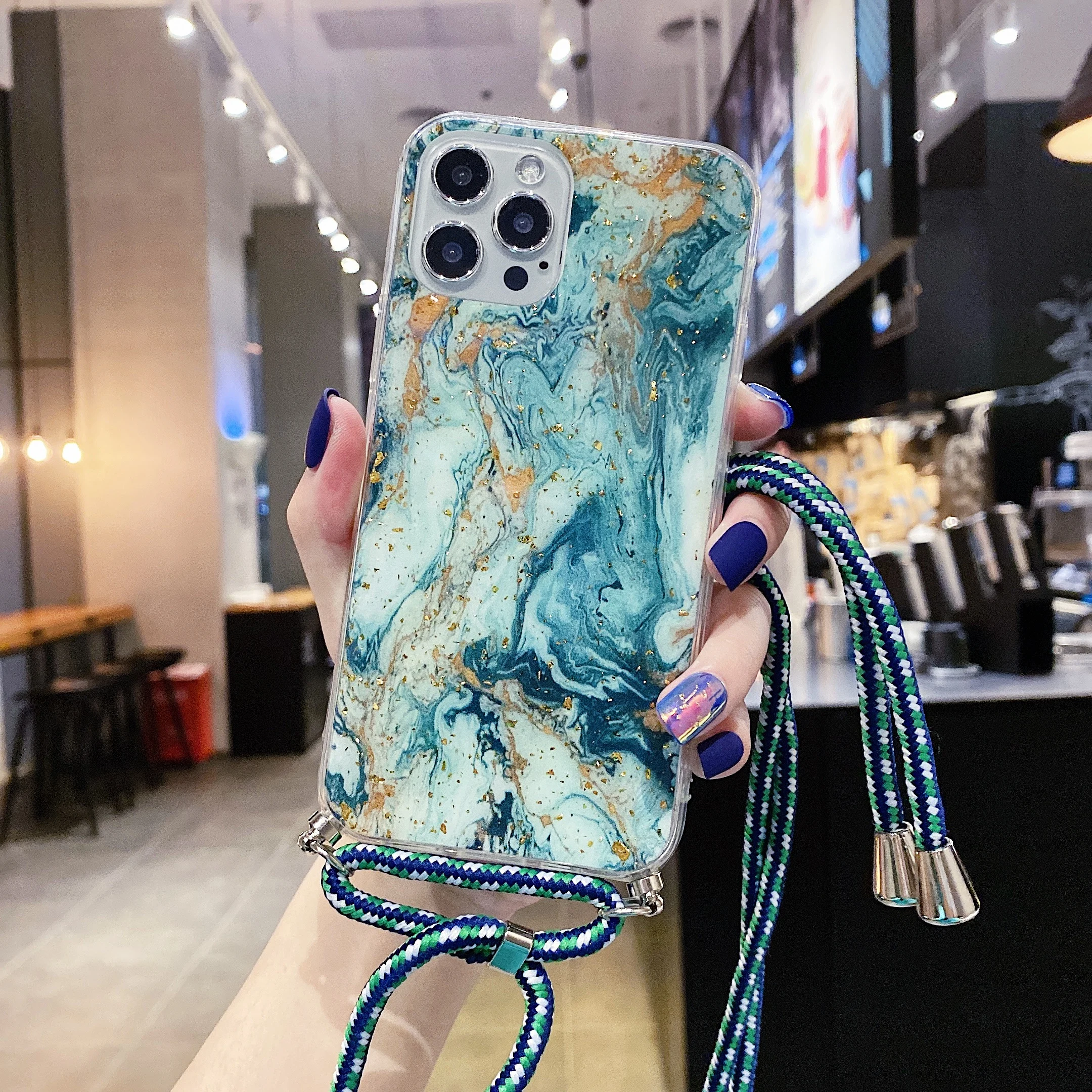 

Phone Case for Samsung Galaxy S20 Ultra S10 Plus S10E Soft Case with Shoulder Strap and Shining Glitter Necklace for Mobile
