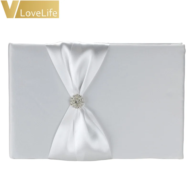 4 шт./компл. Белая лента для гостевой книги с бантом Стразы свадебная церемония