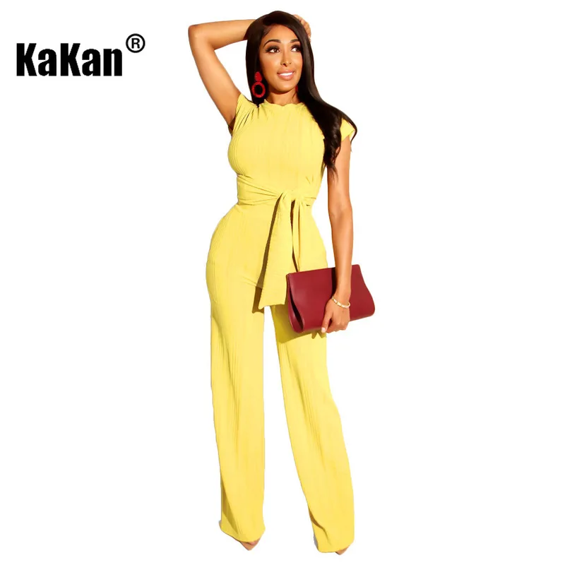 

Kakan European and American Leisure Pit Sports Jumpsuit Suit 2020 Summer Short-sleeved Jumpsuit Two-piece Suit