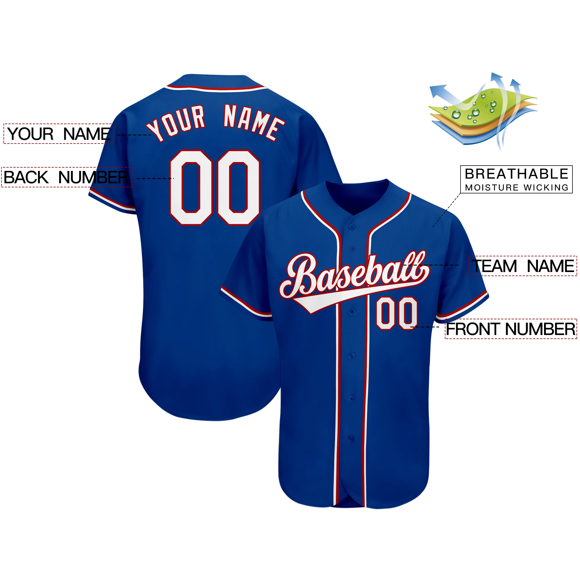 Custom Baseball Jersey Print Player's Name Number Suitable For Men/Youth Outdoor Softball Competition Training Sports Shirt