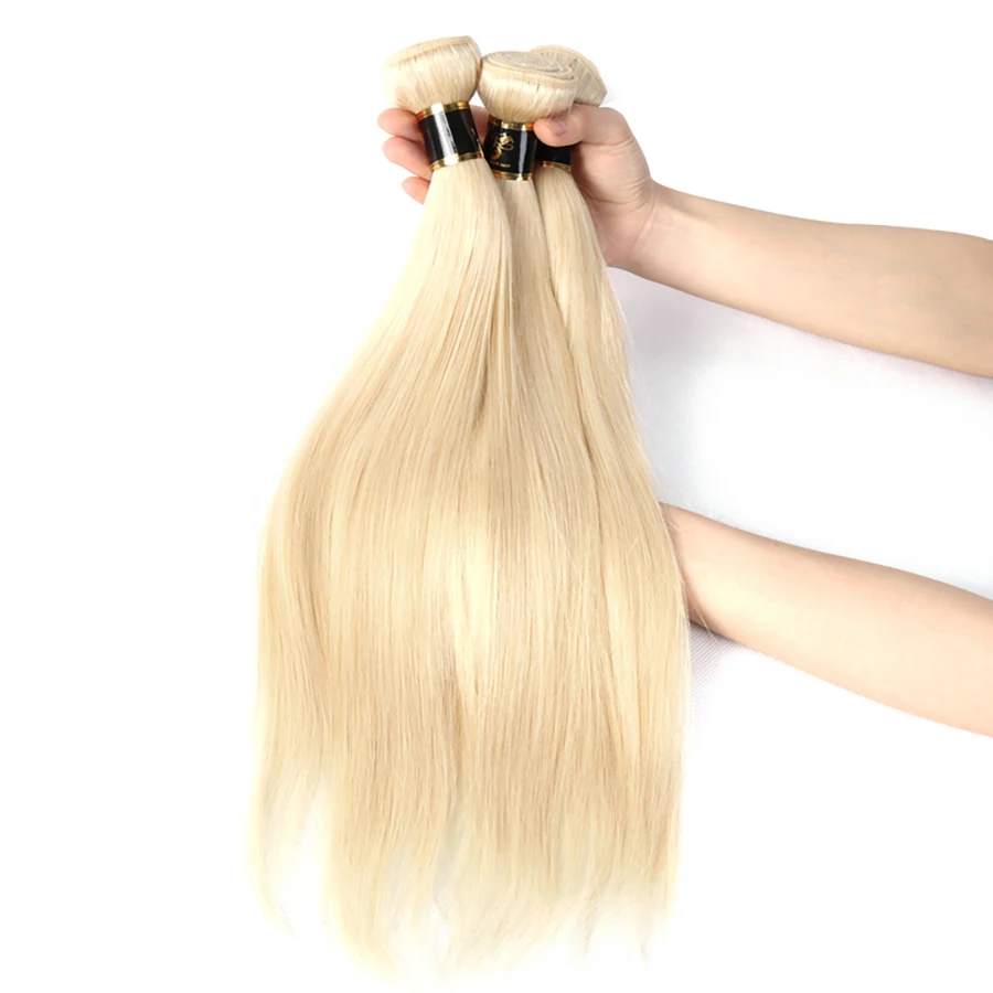 

straight bundles yellow Weave Remy Human Hair double Weft ALEESA 613 Brazilian Blonde Extensions for women black FeDex