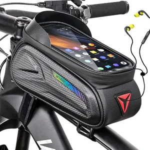 wheel up rainproof bicycle top tube bag touch screen phone cases 7 inch bike bag front with sun visor cycling assessoires free global shipping