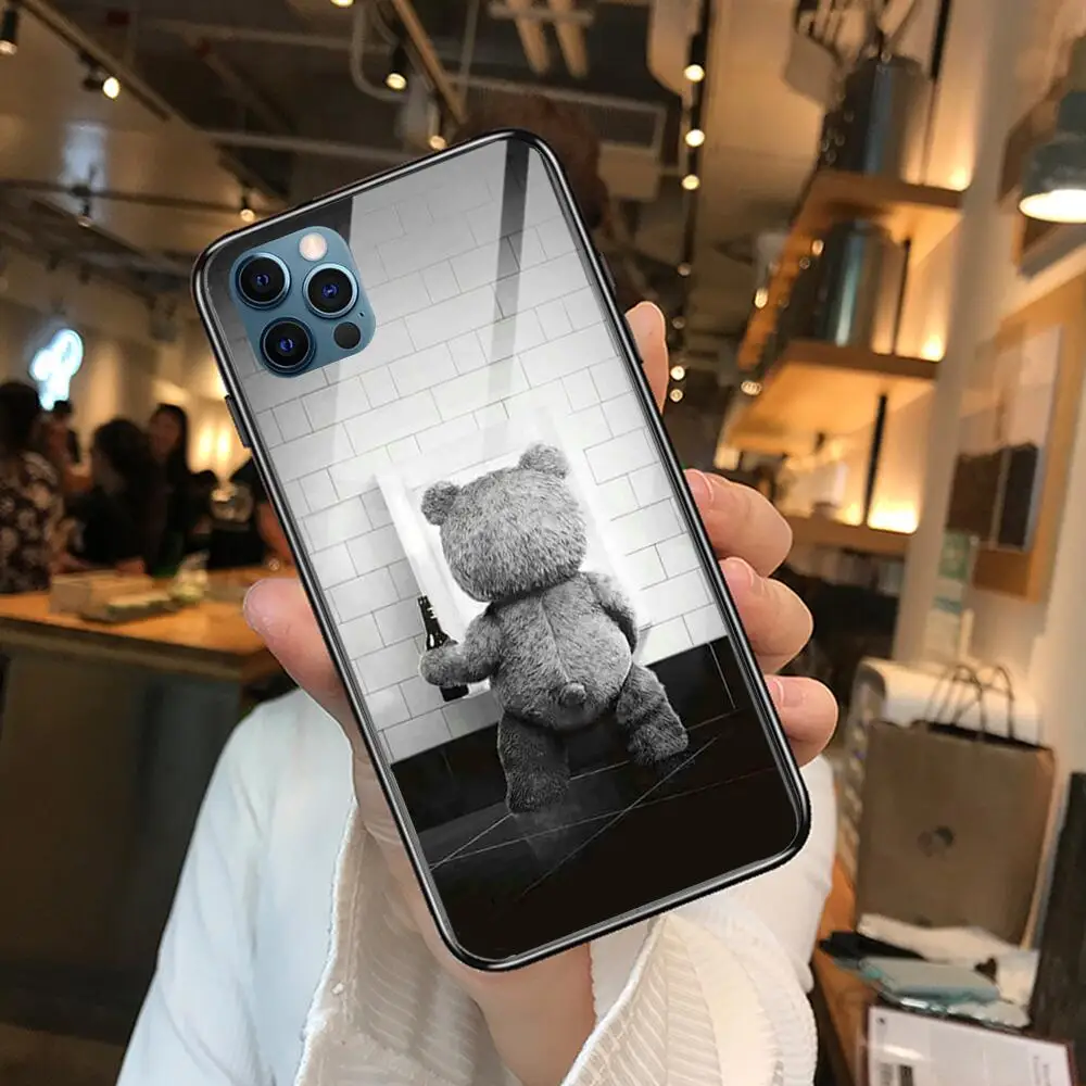 

Teddy bear Anime Phone Case cover For iphone 12 Pro Max 11 8 7 6 S XR PLUS X XS SE 2020 mini black cell shell