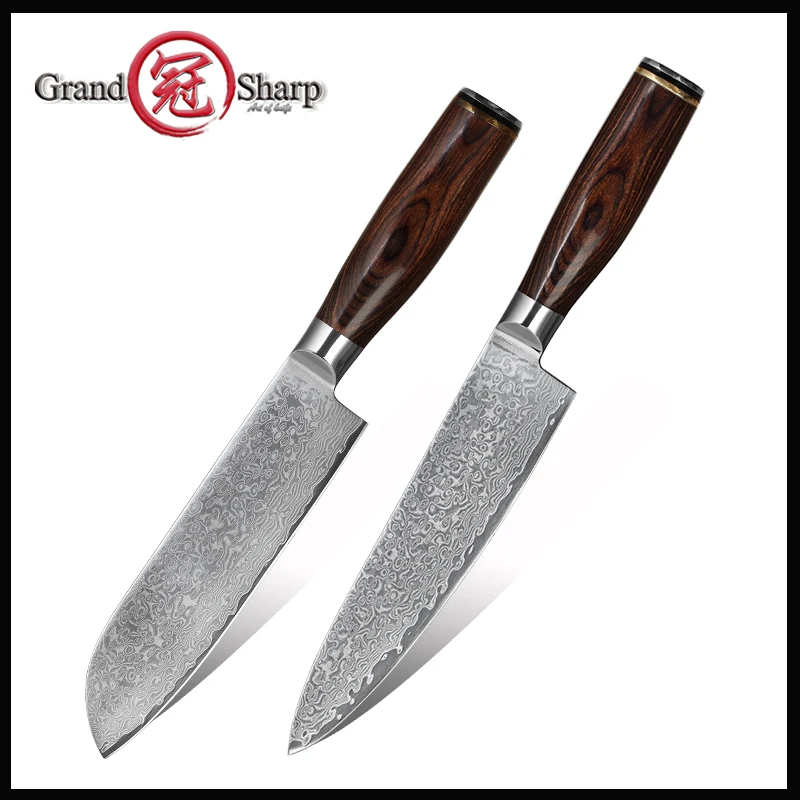 Grandsharp 2 шт набор ножей из дамасской стали 67 слоев японской vg10 шеф повар сантоку
