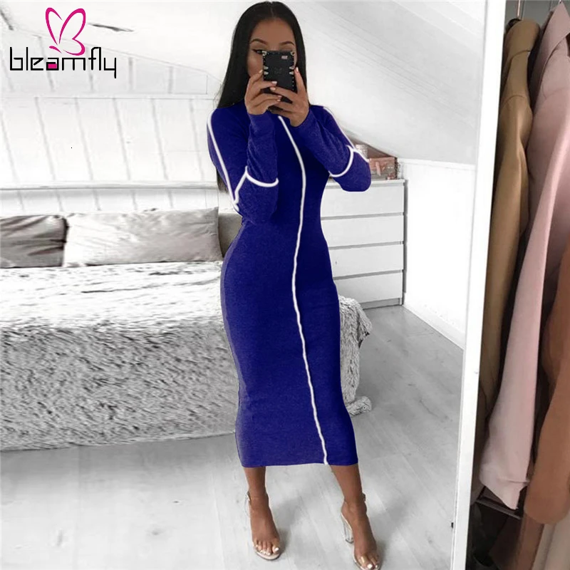 Осень лето женские зимние комбинезоны модные облегающие платья средней длины с