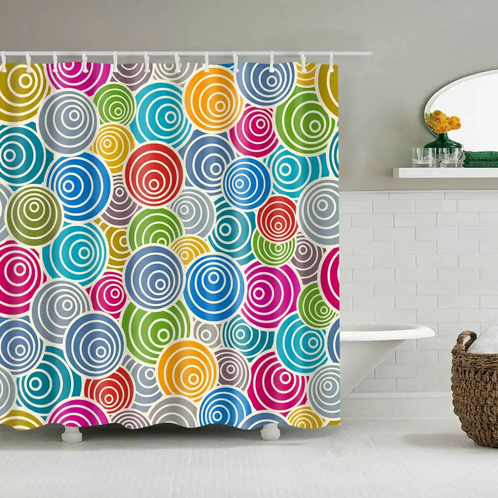 Занавеска для душа Dafield в горошек черно белые водонепроницаемые комплекты