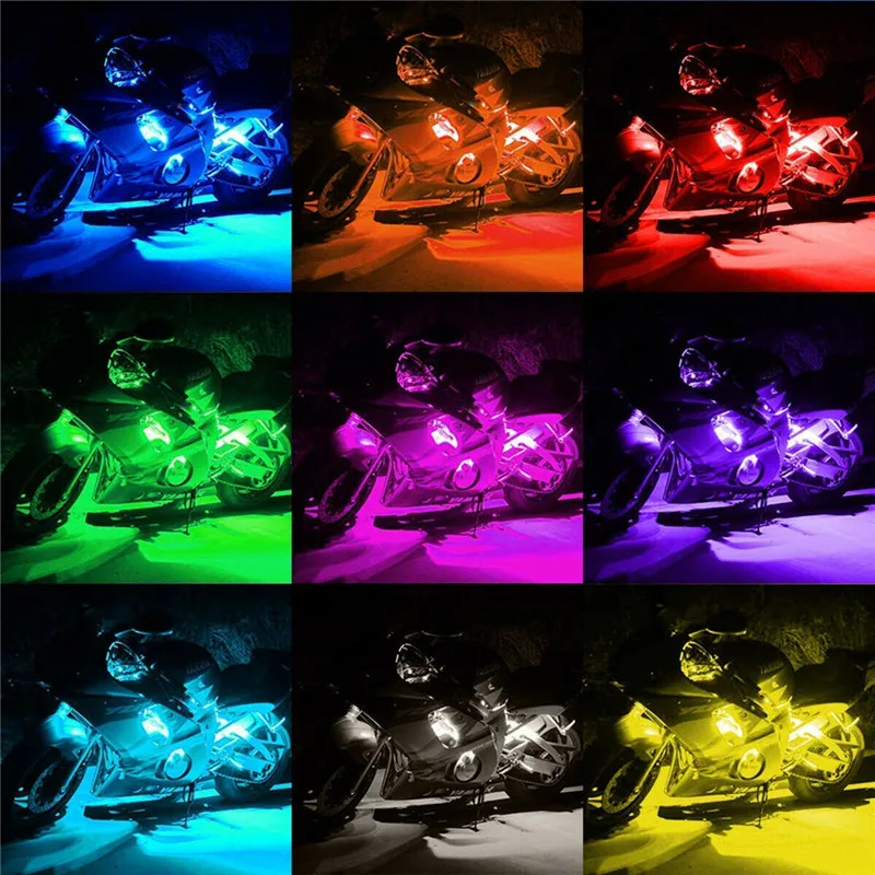 Неоновая Светодиодная лента для мотоцикла 12 шт./компл. RGB 15 цветов с дистанционным