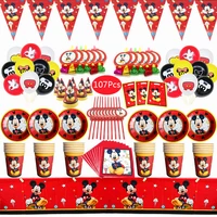 mickey mouse party decoration disposable tableware set paper cup plate baby shower tablecloth kids birthday party favor supplies