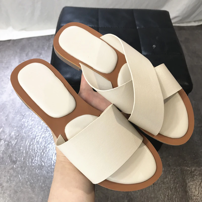 [DEAT] Новинка 2020 года Сезон весна лето Открытые тапочки из искусственной кожи с