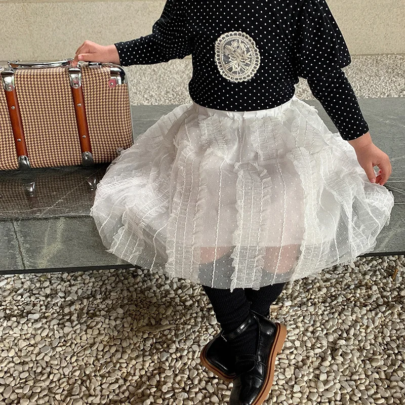 

children clothing spring 2021 new Korean baby girls lace sweet black long skirt