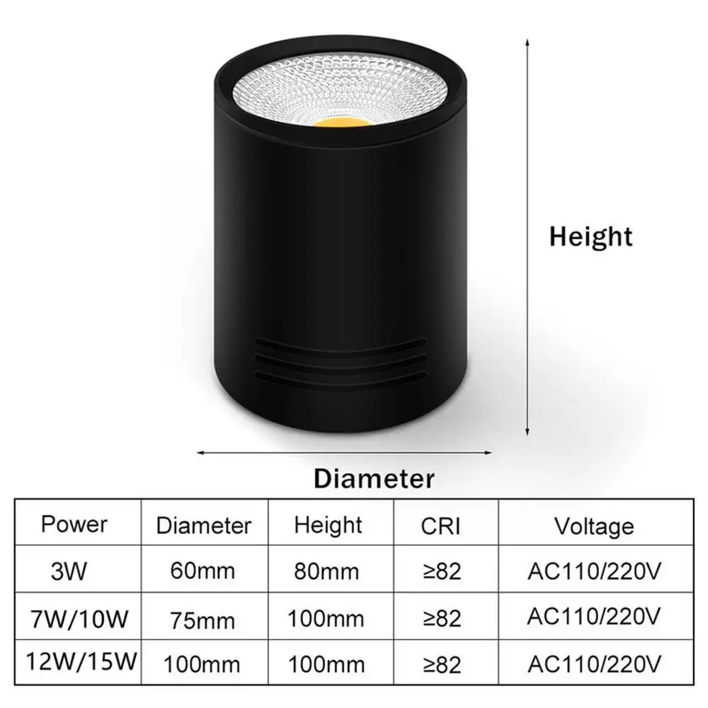 

COB Downlight Surface Mounted Led Downlight 3W/5W/7W/10W Dimmable Led Spot High Bright Living Room Clothes Store Ceiling Lamp