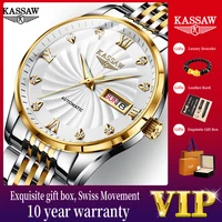 kassaw men automatic mechanical watch swiss movement sapphire mirror lifetime warranty automatic watch tungsten steel strap