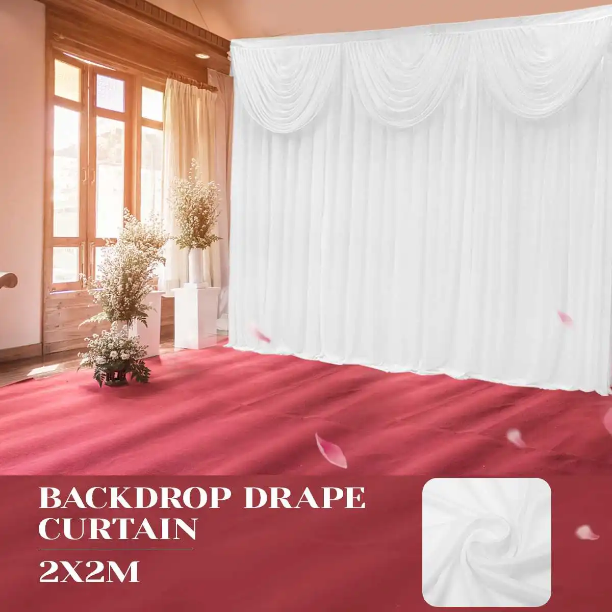 

2MX2M Sheer Silk Cloth Drapes Panels Hanging Curtains Photo Backdrop Wedding Party Events DIY Decoration Textile With Swag White