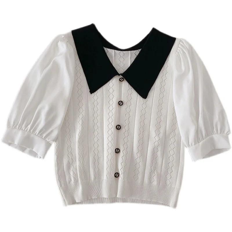 

Puffer Sleeve Elegant Casual Tshirt Women Korean Fashion 2021 Summer Sweet Vintage Clothes French Kawaii Y2k Tops Women Design