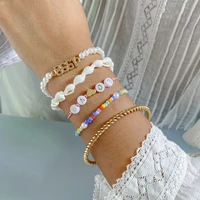 multilayer fashion boho beads pearls bracelet bangles sets for women female party wedding stackable braided bracelet jewelry