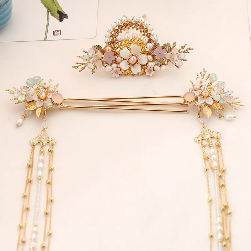 

Chinese Tassel Women's Pair of Hair Stick Fairy Hair Accessories Ancient Costume Wedding Ornament crowns and tiaras