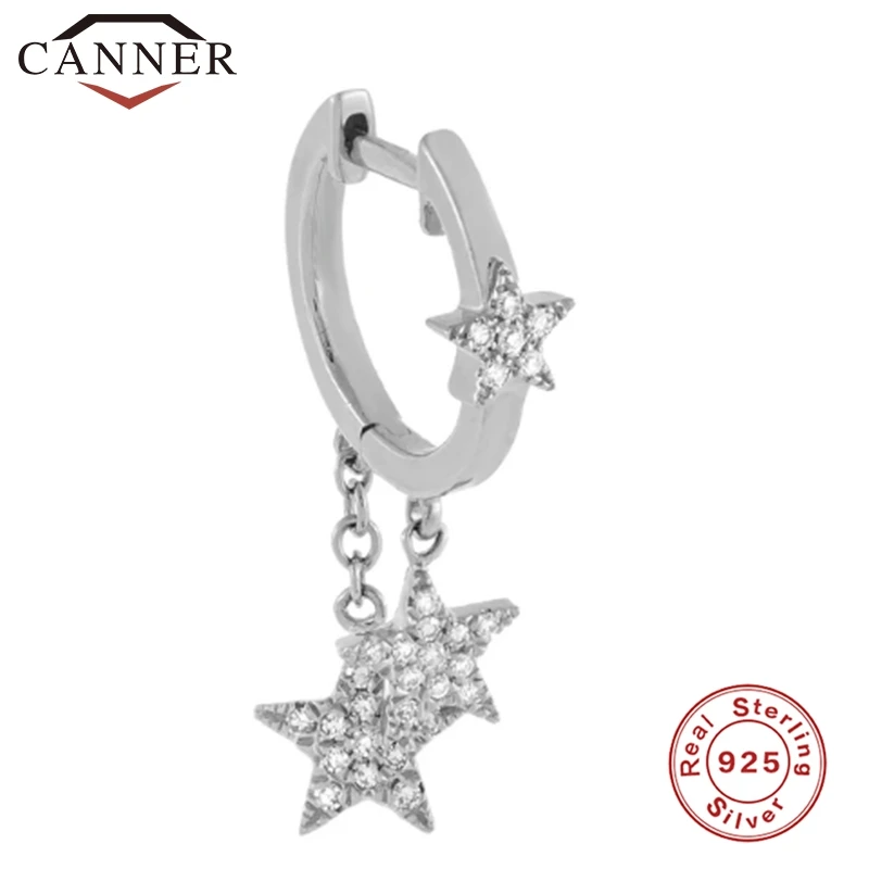 Женские серьги-кольца CANNER серьги из настоящего серебра 925 пробы с кристаллами