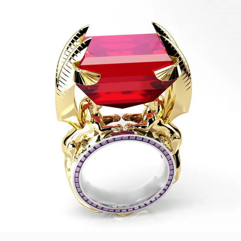 Модное Трендовое обручальное кольцо с красным кристаллом в стиле панк рок для