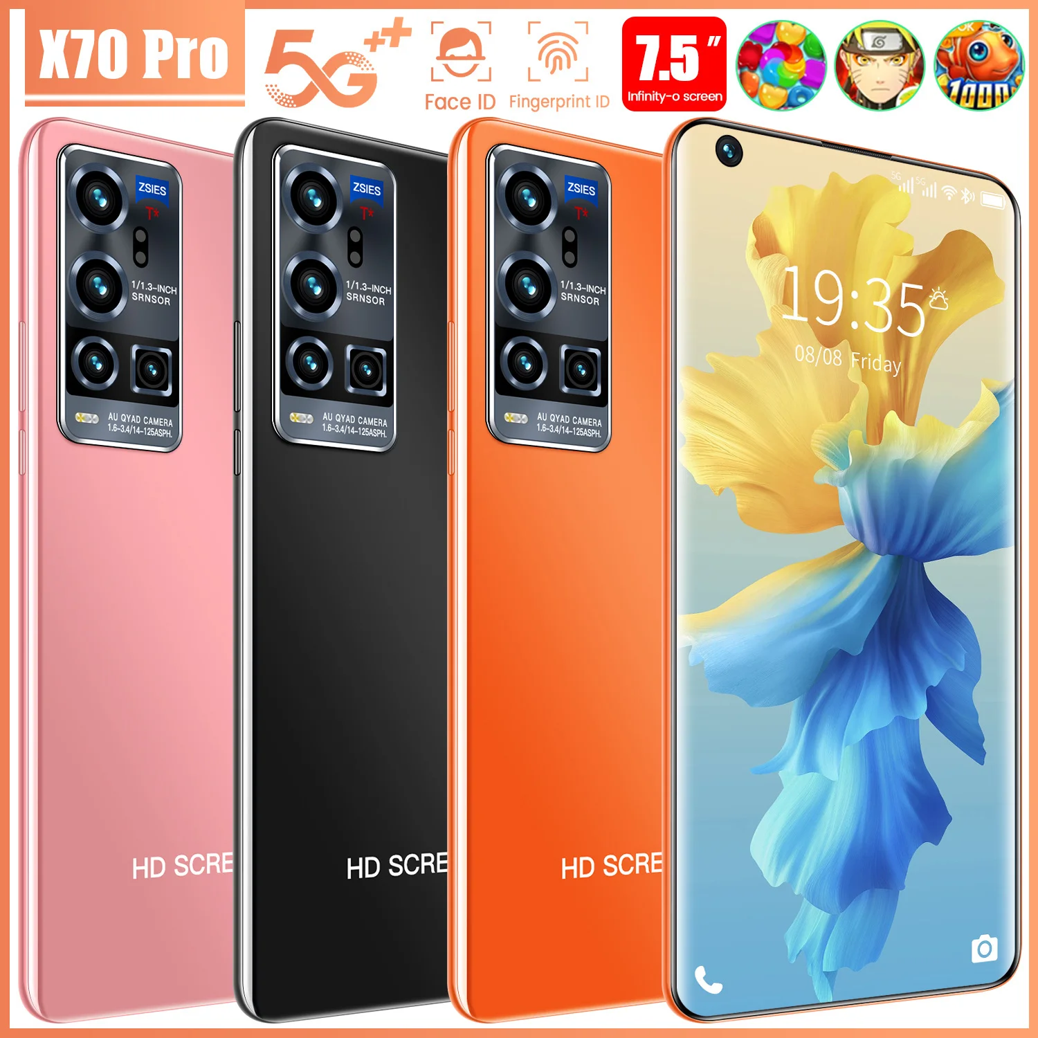 

X70 pro realme celular 10-core 7.5 inch HD1440x3040 телефон 5G 12GB+512GB poco celular 24MP+48MP смартфоны smartphone 5600mah