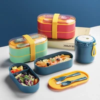 portable double layer childrens lunch box can microwave heated food storage container tableware bento soup cup insulation bag