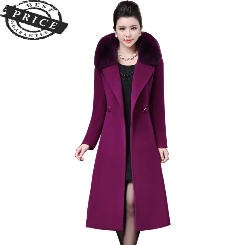 Сезон осень-зима Женские шерстяные пальто 2021 Мода из искусственного лисьего меха