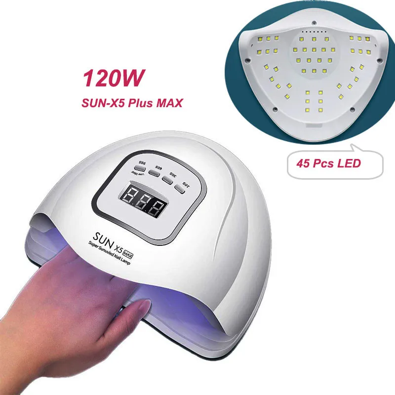 Мощная УФ лампа для ногтевой фототерапии 120 Вт 45 светодиодов быстросохнущая