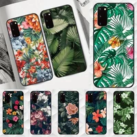 matte silicone flowers leaves phone case for huawei y9 y8 y7 y6 y5 y8s y8p nova8 nova7 2018 2019 pro soft coque cover