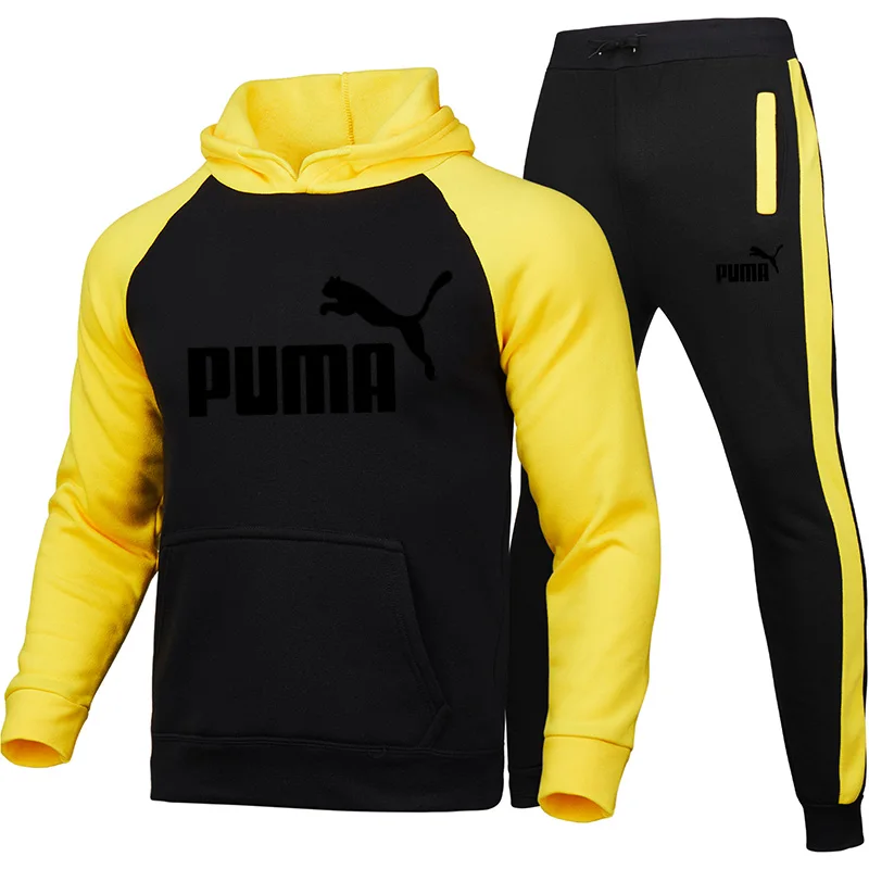 

2021 new casual sportswear color matching suit men's and women's suit hooded sweatshirt fashion outfit pullover hoodie pants pri