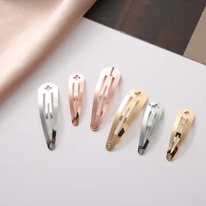 Imported (100 pieces/lot) Drop Shape Tone Snap Hair clips Golden Silver BB Clips DIY Hair Accessories Women E