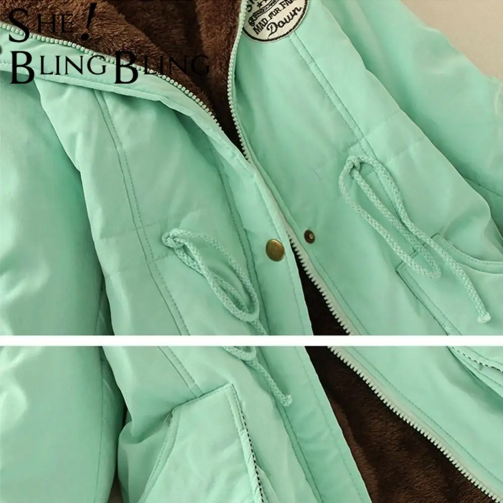 Осенне зимняя теплая куртка SheBlingBling женские пальто с меховым воротником куртки