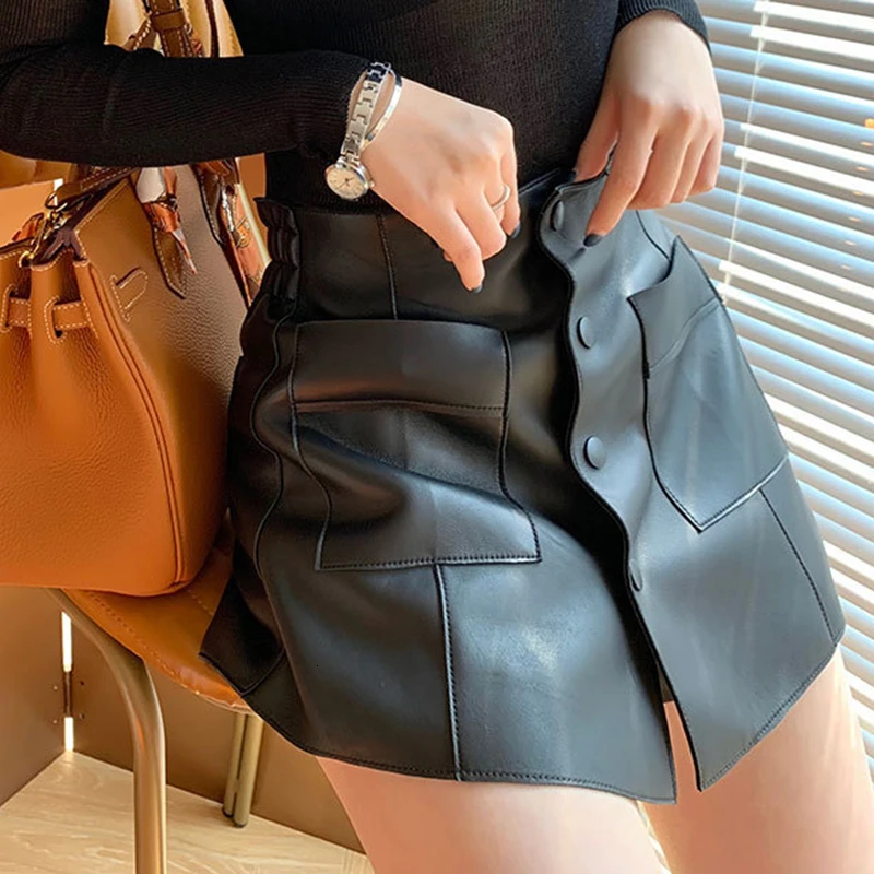 TWOTWINSTYLE из искусственной кожи с рюшами женские шорты высокой талией Осень Зима